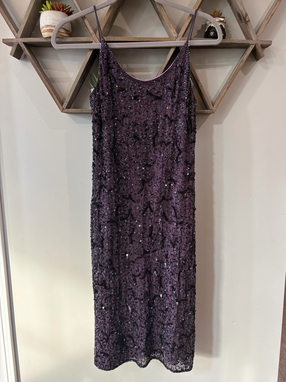 Dusk Purple Beaded Dress. Size 6.